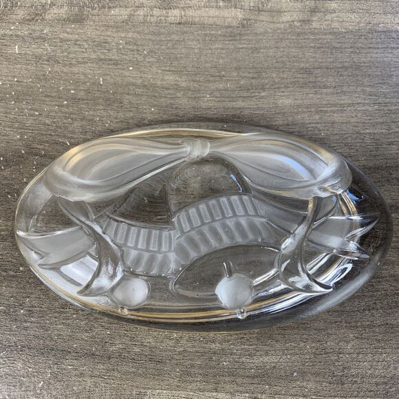 VTG Candy Glass Maple Leaf & Oval Dish with Gold Trim Set of 2 Clear Plates - Picture 5 of 10